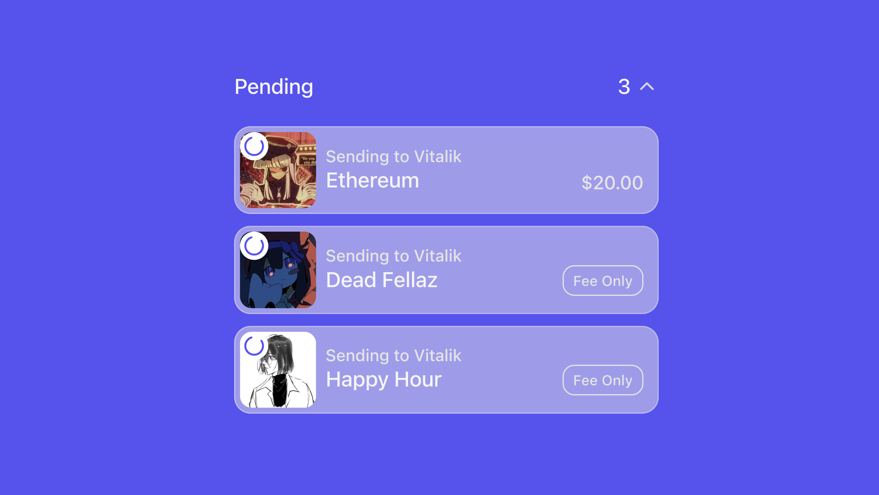 Pending wallet transactions